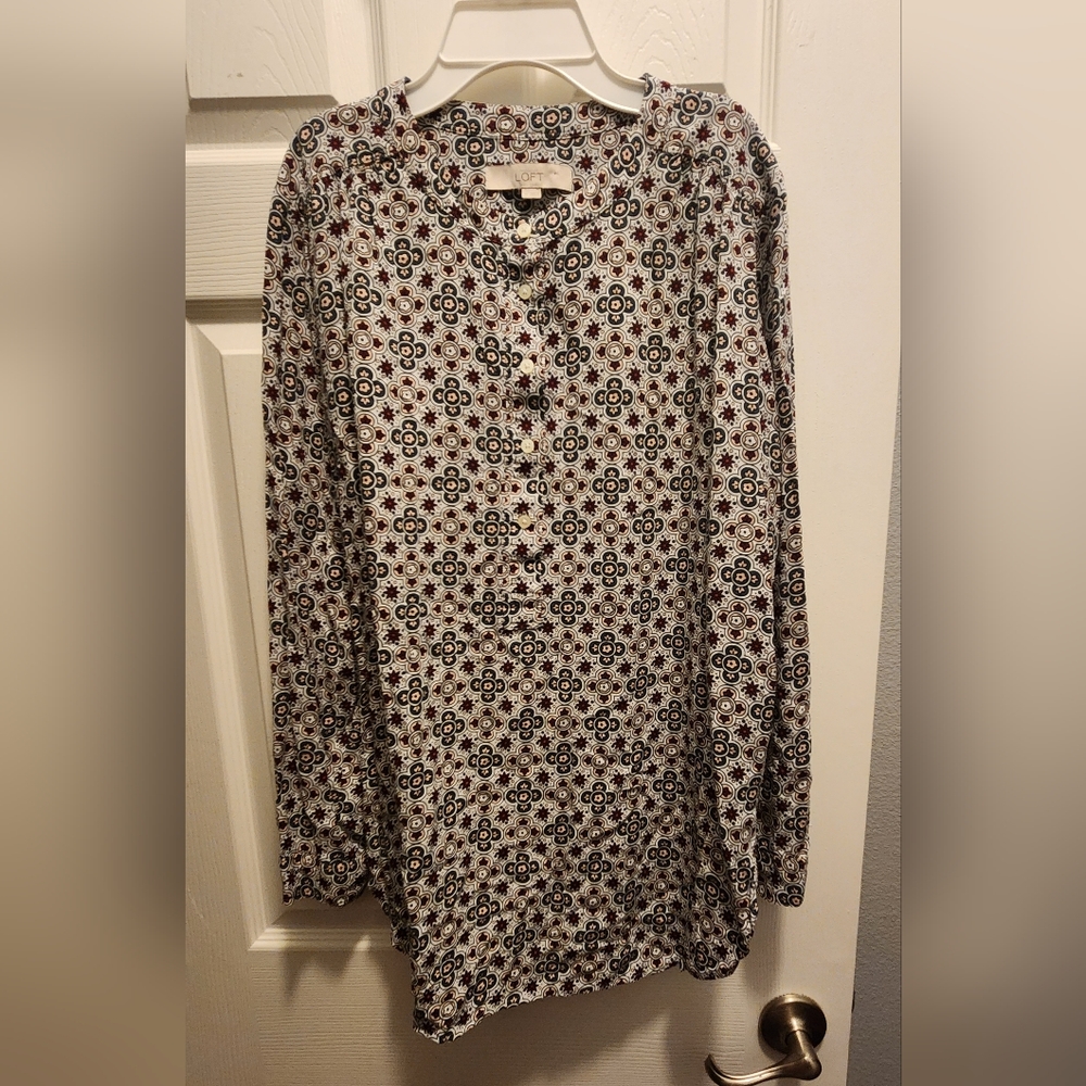 Ann Taylor Loft Womens Floral Long Sleeve Blouse
